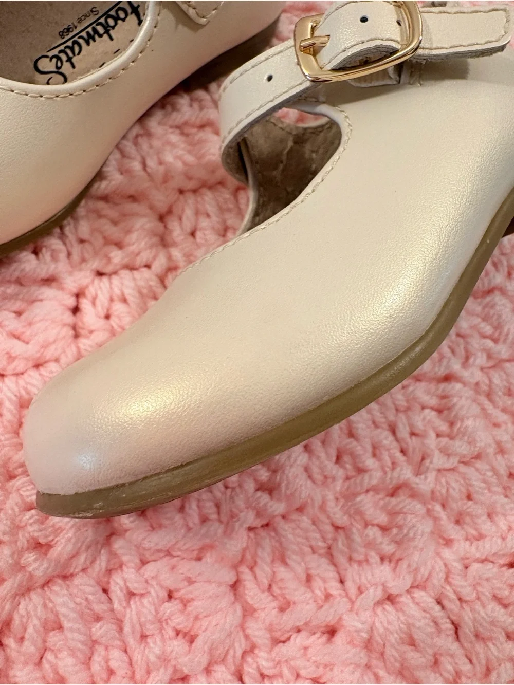 Footmates “Laura” Mary Jane Dress Shoes in Pearl White (heirloom color)
